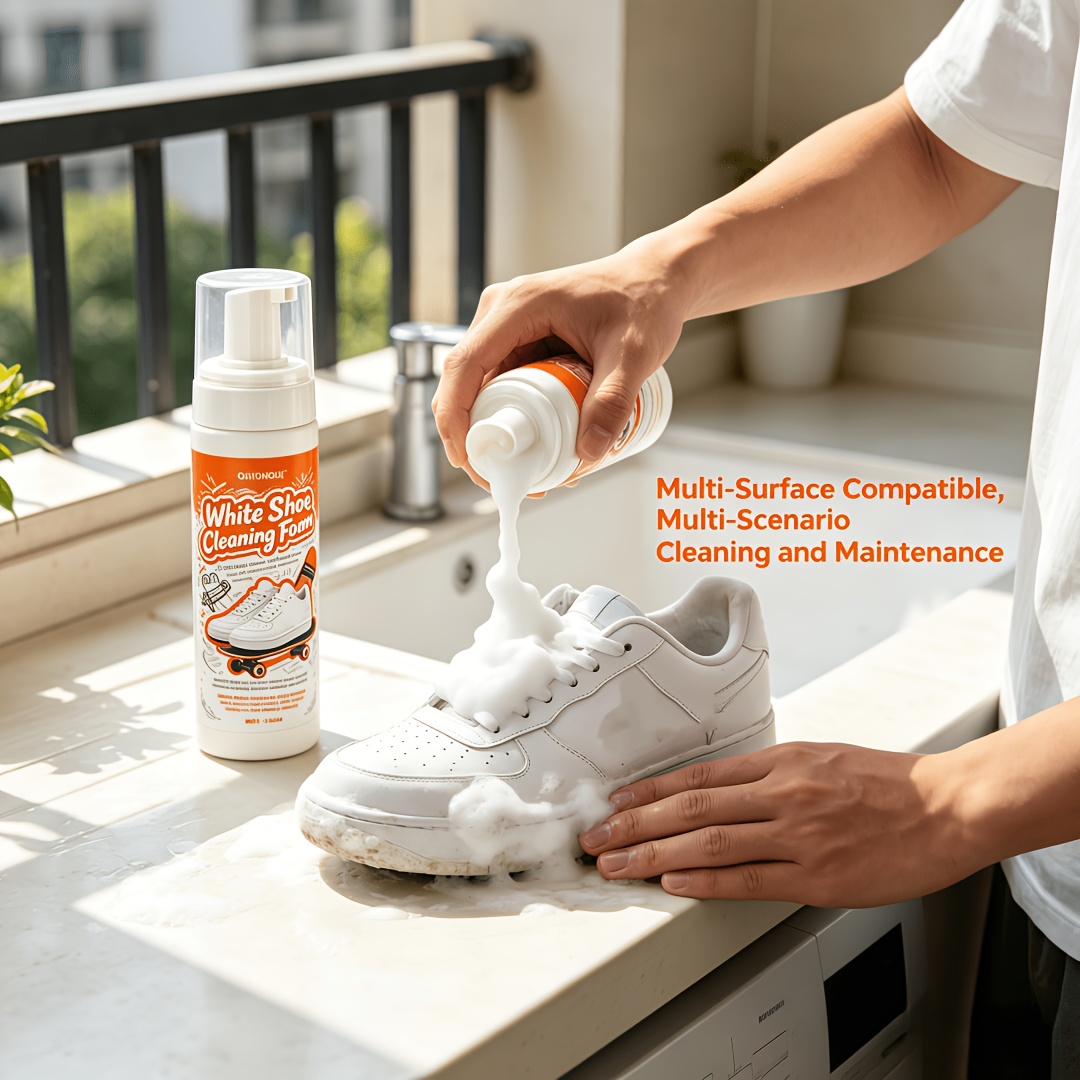 Care For Sneaker - 携帯用ノンリンスホワイトシューズクリーナーフォーム、スニーカー、革靴、時計、ジュエリー用多用途ケア、手動ポンプディスペンサー