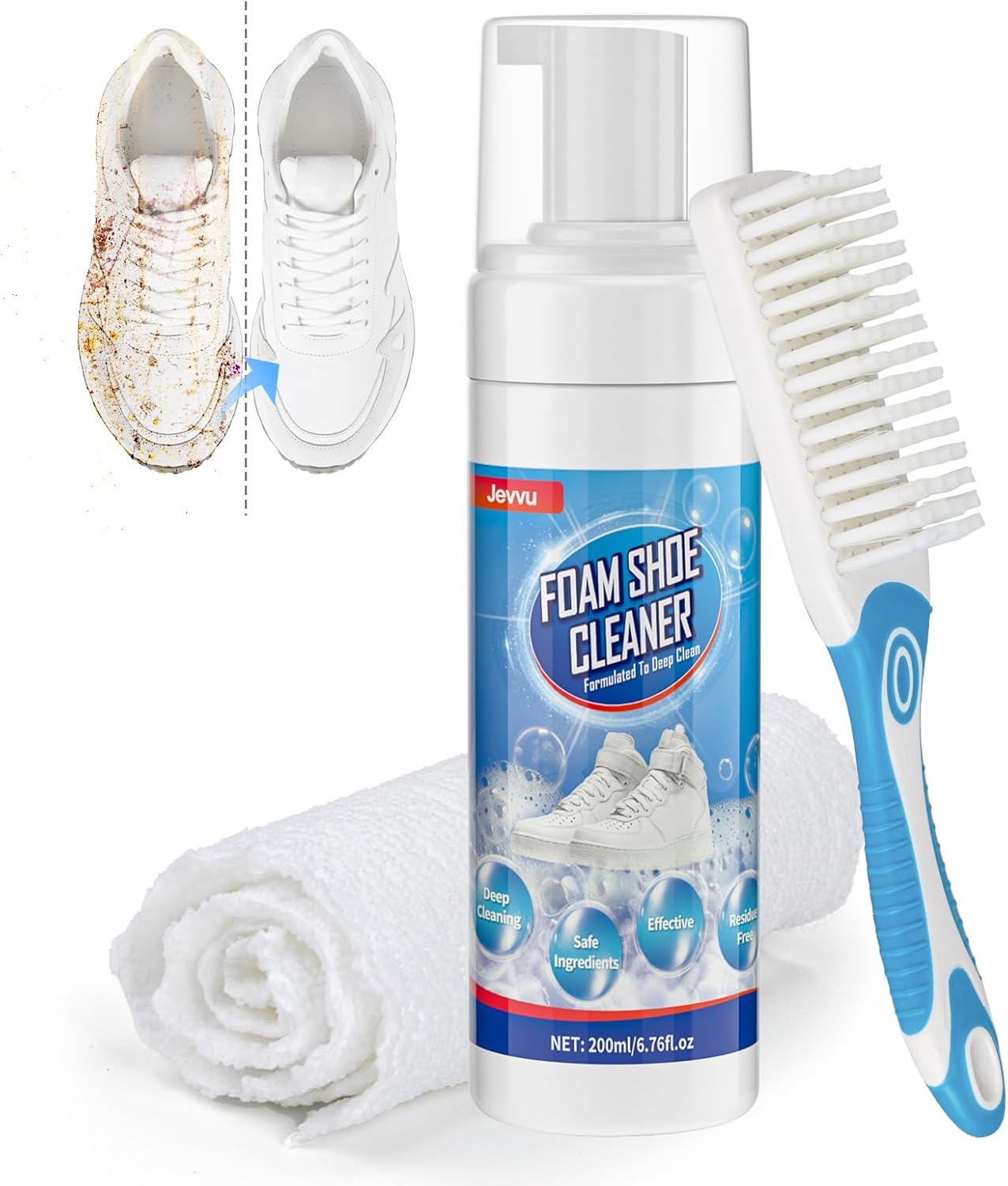 Sneaker Cleaning Kit - 靴用クリーナーフォーム（汚れ落とし）、白い靴用ブラシ付きスニーカークリーニングキット