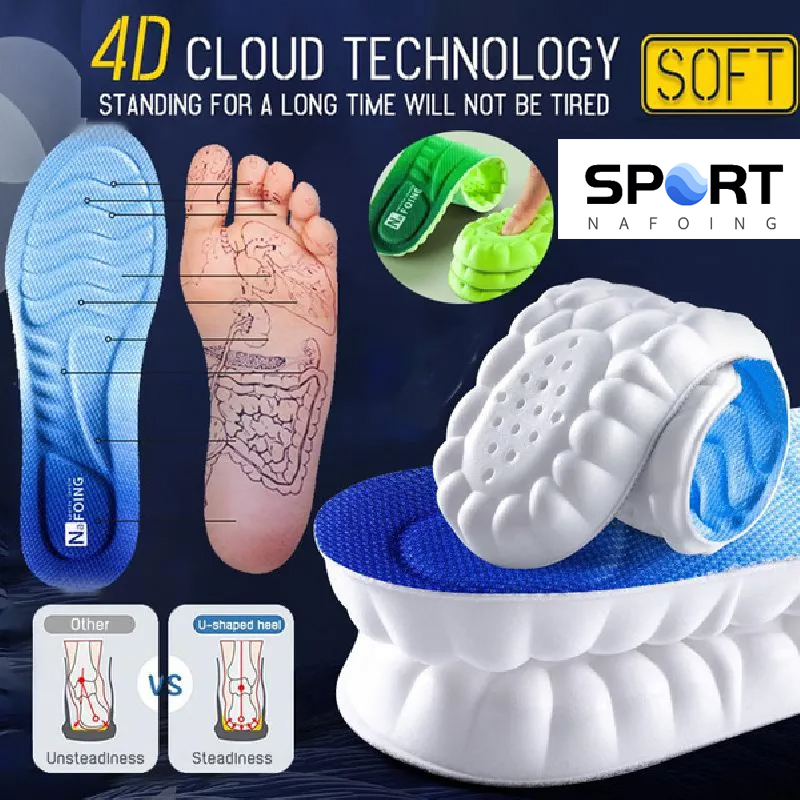 Care For Sneaker - 4Dクラウドテクノロジー搭載スポーツインソール、靴用EVAソール、柔らかく通気性のある衝撃吸収クッション、ランニング整形外科ケアインソール