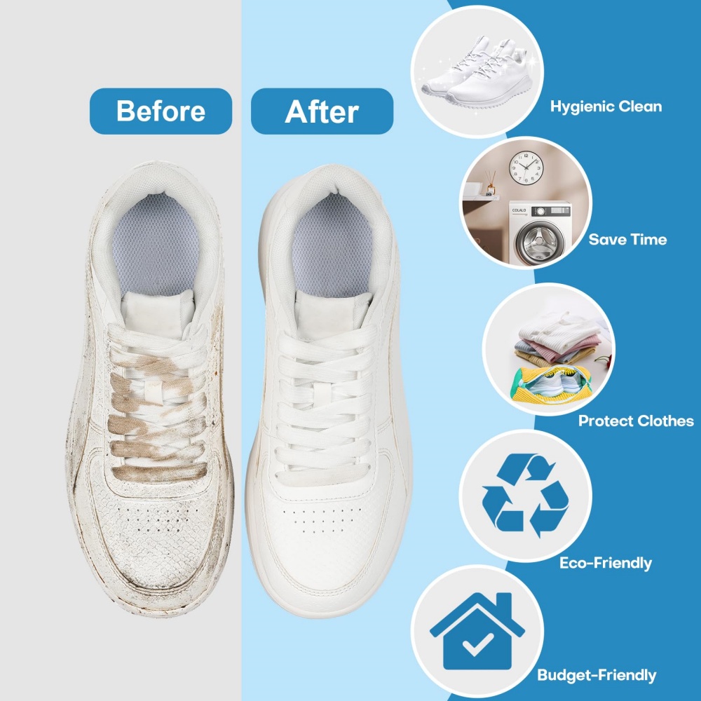 洗濯機と乾燥機用の再利用可能な靴洗い用ランドリーバッグ -  - Sneaker Cleaning Kit のレビューと価格